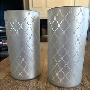 Valerie Parr Hill Frosted Glass Hurricanes with Fairy Lights